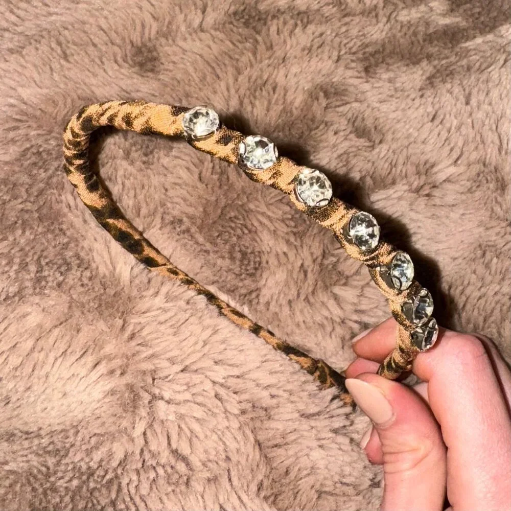 Anthropologie Leopard Jeweled Headband